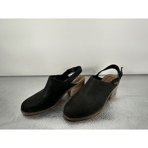 Toms Black Leather Leila‎ Slingback Mule 9.5 W